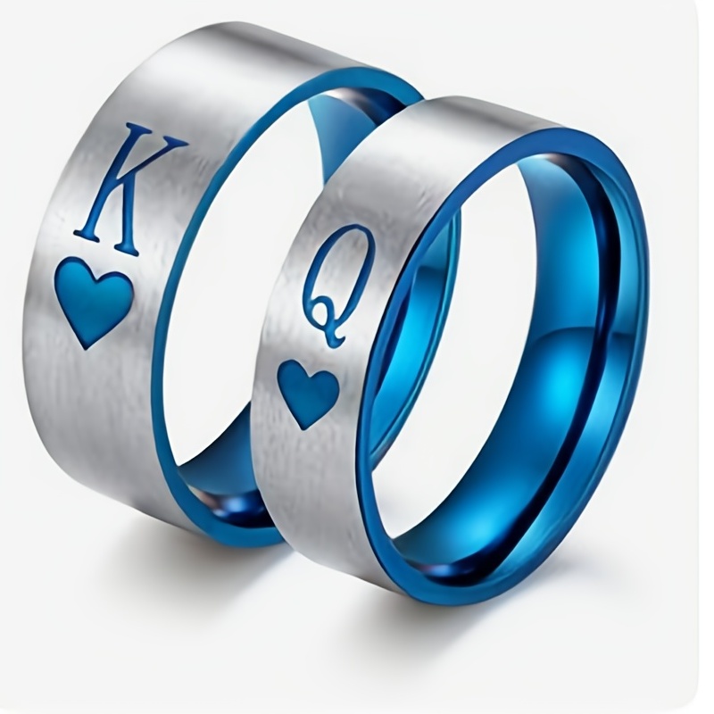1pc KING QUEEN Titanium Steel Couple Ring